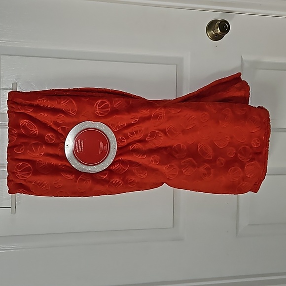 Luxe Orange Red Sports Plush Throw Basketball Baseball Football Tennis 50" x 60" - Picture 2 of 5